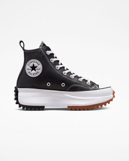 Zapatos Plataforma Converse Run Star Hike Foundational Cuero Altas Mujer Negras Blancas | PE 8W2E07